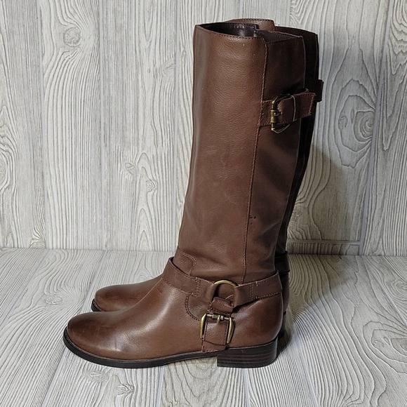 Nine West Tall Brown Leather Boots - Picture 6 of 16